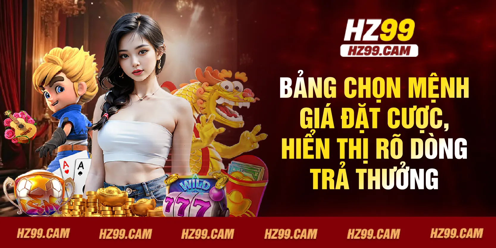 Bảng chọn mệnh giá đặt cược, hiển thị rõ dòng trả thưởng