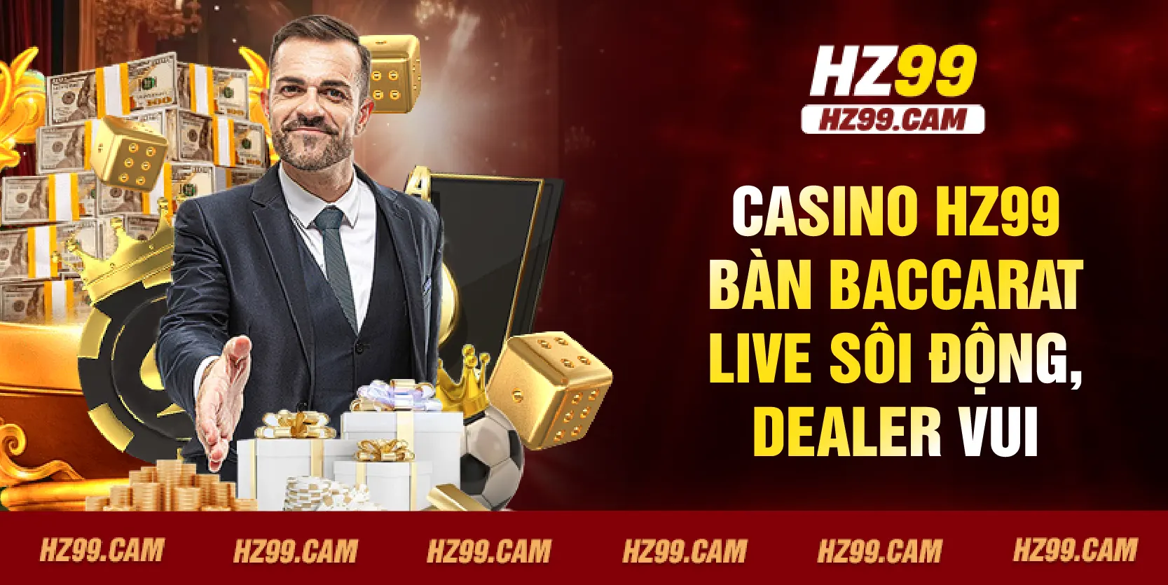 Casino HZ99 bàn Baccarat live sôi động, dealer vui