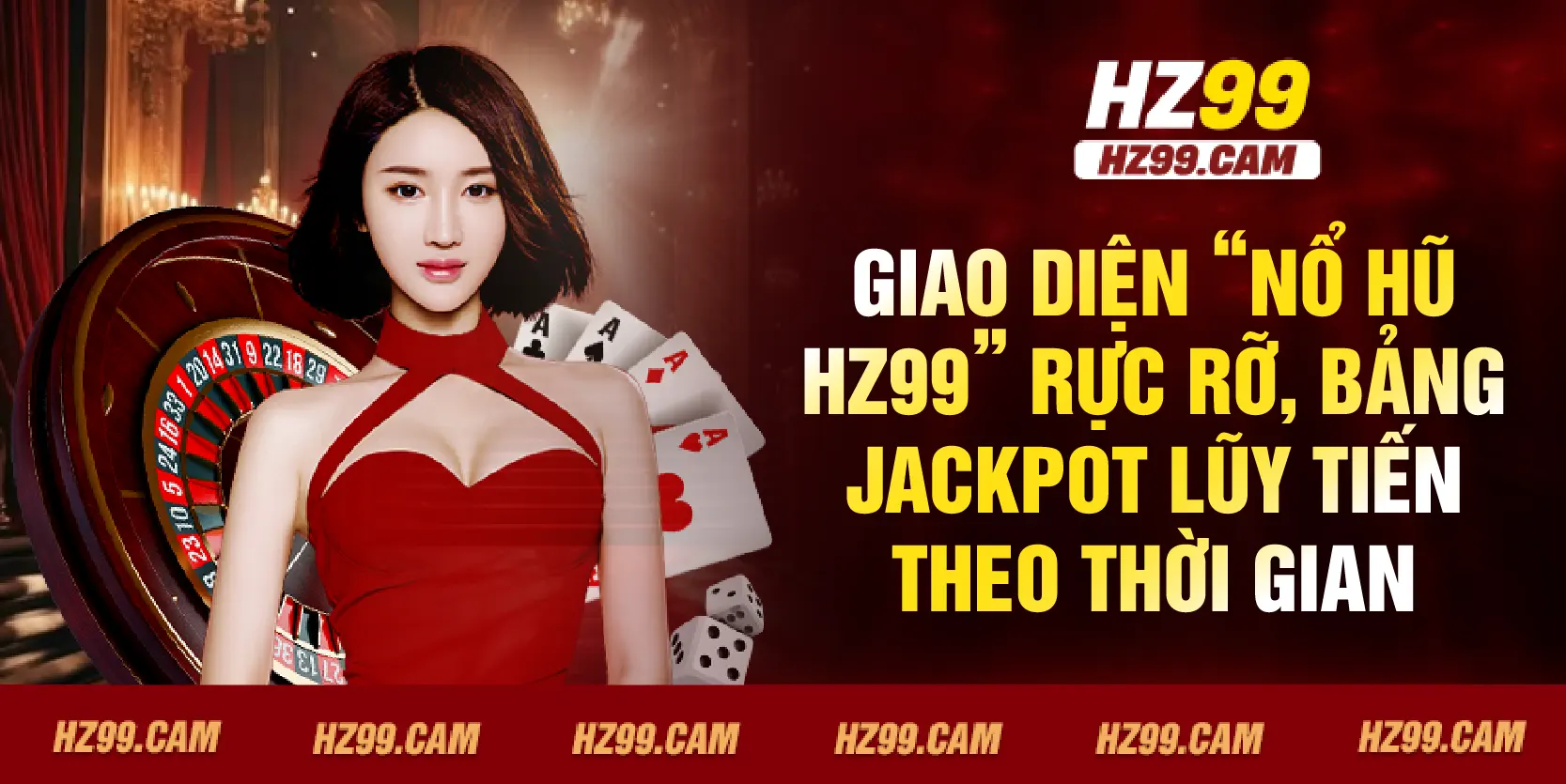 Giao diện “Nổ hũ HZ99” rực rỡ, bảng jackpot lũy tiến theo thời gian